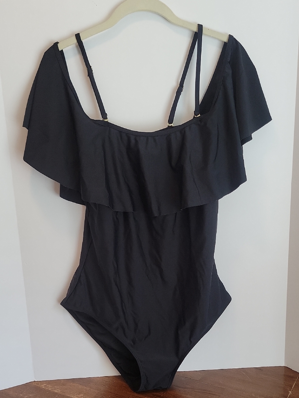 Tempt Me Womens Black Off-Shoulder One-Piece Swimsuit Size XL